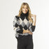 Emila Diamond Turtleneck Sweater  - Black/Grey/Taupe